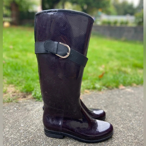 Dav Bristol Weatherproof Knee High Rain Shiny Black Boot Sz 8 - Picture 4 of 9